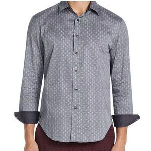 Tallia Stretch Cotton Long Sleeve Mosaic print Button Down Sz L